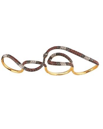 Gucci Ouroboros Multi-Finger Ring in Yellow Gold with Sapphires, Topazes and Diamonds