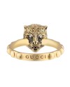 Anello Gucci Le Marché des Merveilles in Oro Giallo, con Opale Rosa e Diamanti con testa di Felino