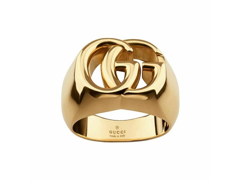 Anello da Mignolo Gucci Chevalier GG Running in Oro Giallo, Formato Grande