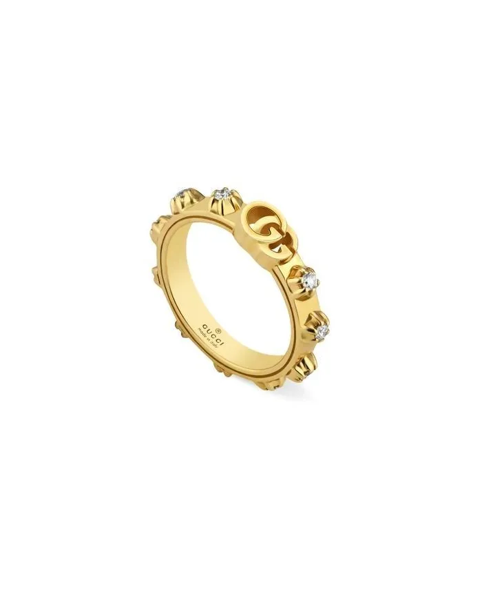 Bague Gucci GG Running en or jaune avec diamants blancs