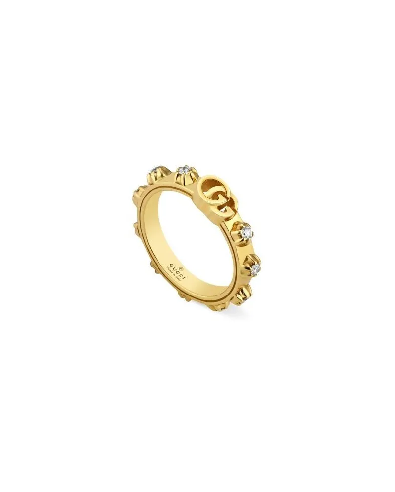 Gucci GG Running Ring in Yellow Gold with White Diamonds