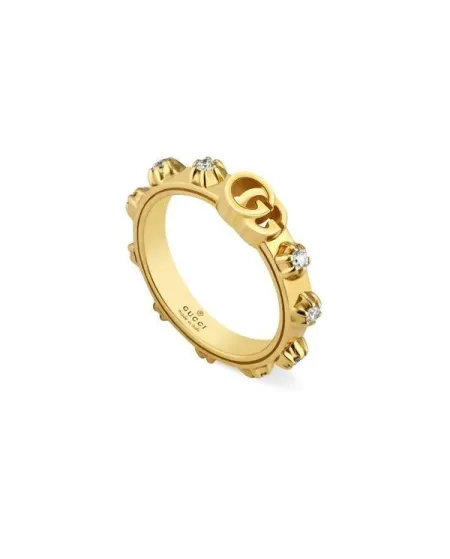 Bague Gucci GG Running en or jaune avec diamants blancs