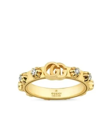 Anello Gucci GG Running in Oro Giallo con Diamanti Bianchi