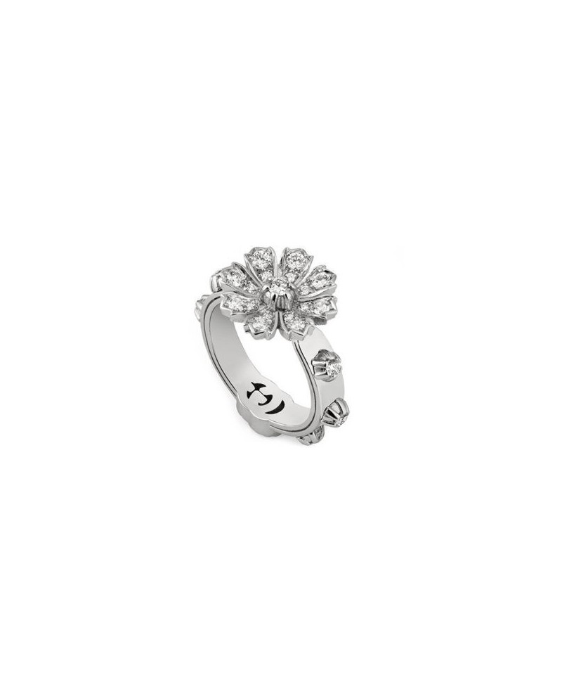 Bague Gucci Flora en or blanc avec diamants blancs