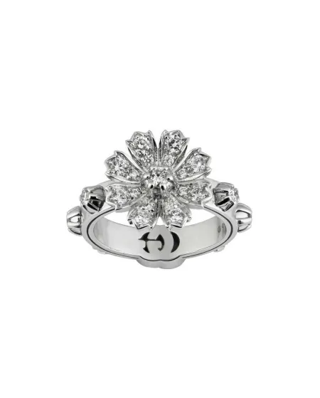 Anello Gucci Flora in Oro Bianco con Diamanti Bianchi