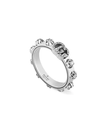 Bague Gucci GG Running en or blanc avec diamants blancs