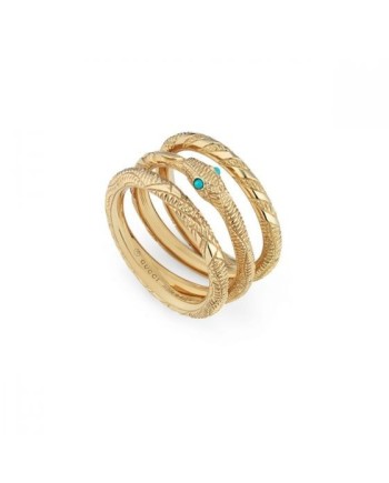 Bague Gucci Ouroboros en or jaune et turquoise