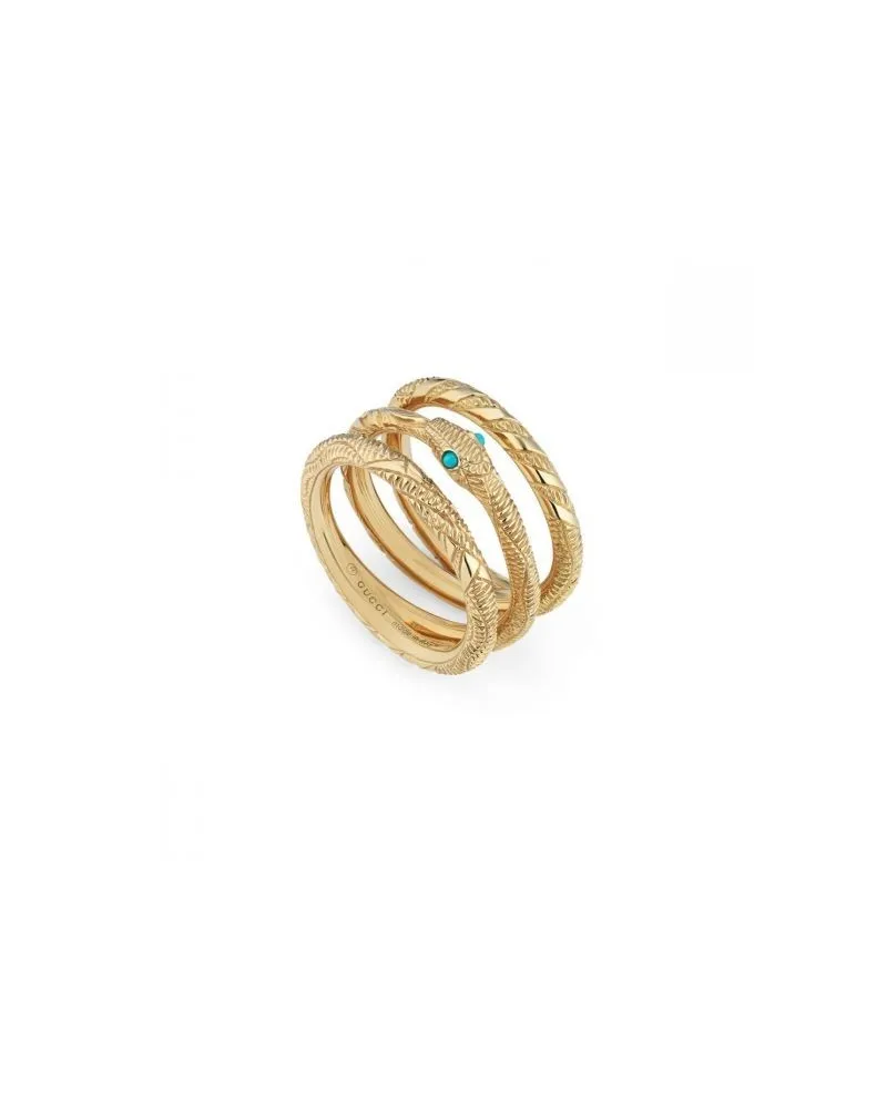Anello Gucci Ouroboros in Oro Giallo e Turchese