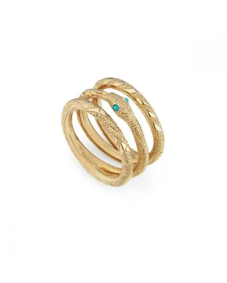 Gucci Ouroboros Ring in Yellow Gold and Turquoise