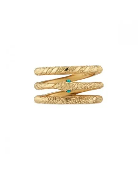 Gucci Ouroboros Ring in Yellow Gold and Turquoise