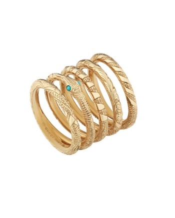 Bague Gucci Ouroboros en or jaune et turquoise