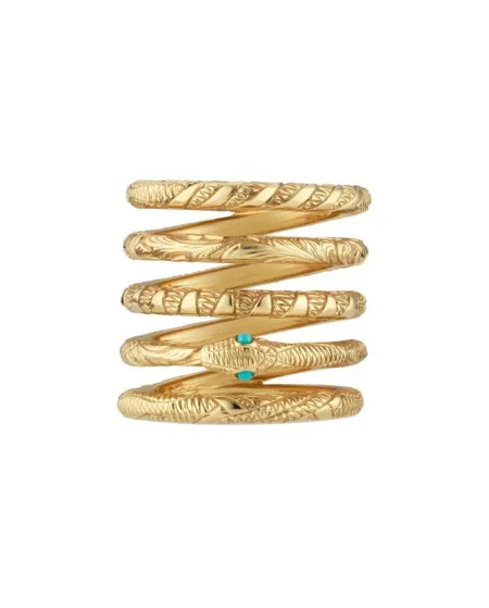 Gucci Ouroboros Ring in Yellow Gold and Turquoise