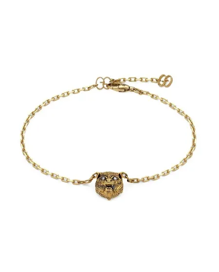 Bracciale Gucci Le Marché des Merveilles in Oro Giallo, con Onice Nero e Diamanti, con Testa di Felino