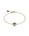 Gucci Le Marché des Merveilles Bracelet in Yellow Gold, with Aquamarine, Tourmaline and Diamonds, with Feline Head