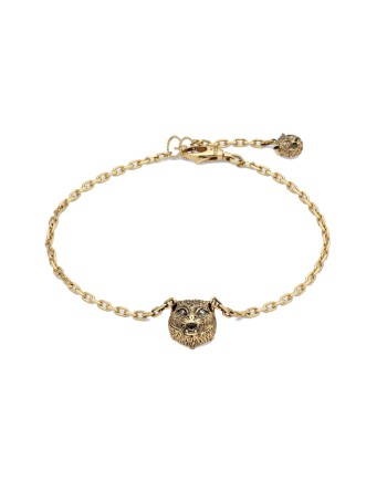 Bracciale Gucci Le Marché des Merveilles in Oro Giallo, con Acquamarina, Tormalina e Diamanti, con Testa di Felino