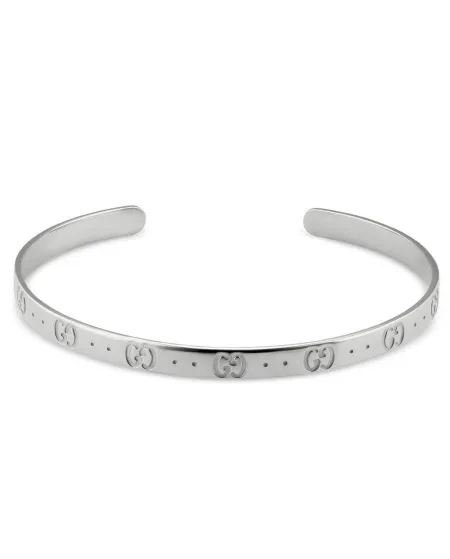 Gucci Icon White Gold Bangle with Double G Motif