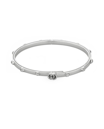 Bracciale Rigido Gucci GG Running in Oro Bianco e Diamanti Bianchi
