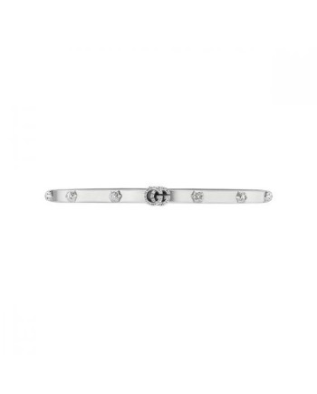 Bracciale Rigido Gucci GG Running in Oro Bianco e Diamanti Bianchi