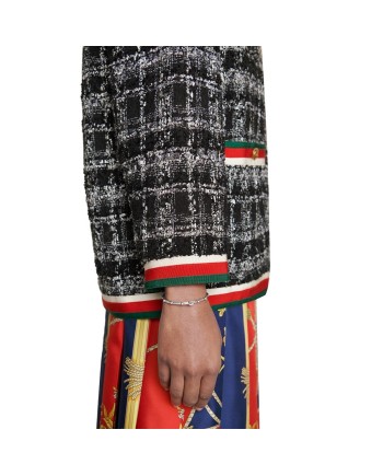 Bracciale Rigido Gucci GG Running in Oro Bianco e Diamanti Bianchi