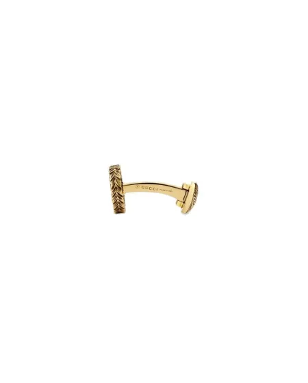 Boutons de manchette Gucci en or jaune avec détail G entrelacé