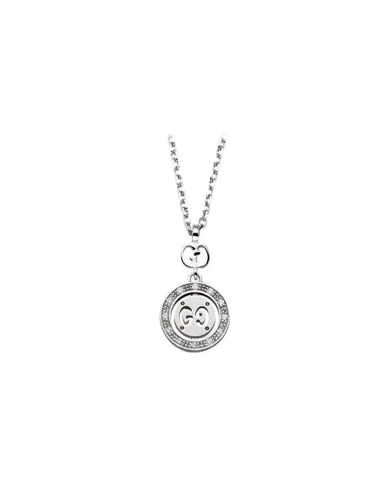 Gucci Icon Twirl Necklace in White Gold with Gold Pendant with Diamonds
