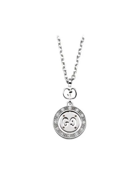 Collana Gucci Icon Twirl in Oro Bianco con Pendente in Oro con Diamanti