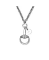Gucci Horsebit Necklace in White Gold with Gold and Diamond Pendant