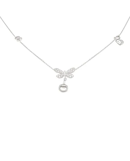Collier Gucci Flora en or blanc avec diamants et pendentifs