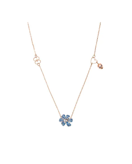 Collana Gucci Flora in Oro Rosa e Bianco con Pendente a Fiore
