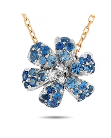 Collier Gucci Flora en or rose et blanc avec pendentif fleur