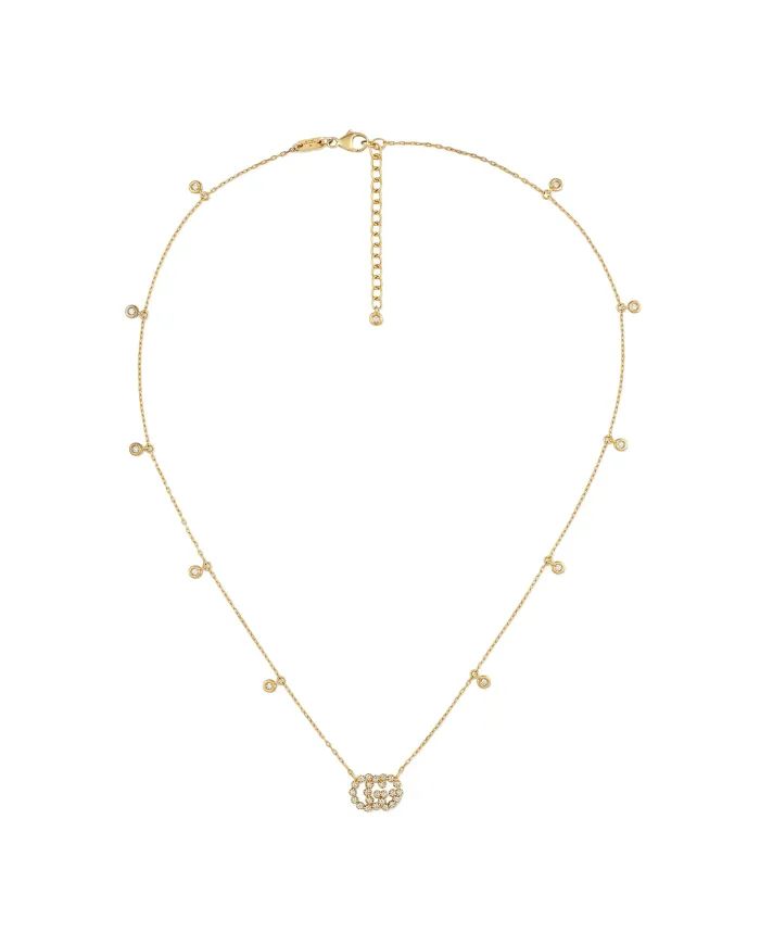 Gucci GG Running Necklace in Yellow Gold with Diamonds