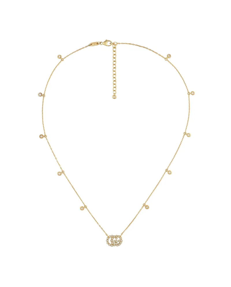 Gucci GG Running Necklace in Yellow Gold with Diamonds