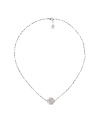 Collier Gucci Flora en or blanc avec diamants et perles, orné d'une fleur et du logo GG