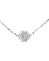 Collier Gucci Flora en or blanc avec diamants et perles, orné d'une fleur et du logo GG