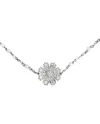 Collier Gucci Flora en or blanc avec diamants et perles, orné d'une fleur et du logo GG