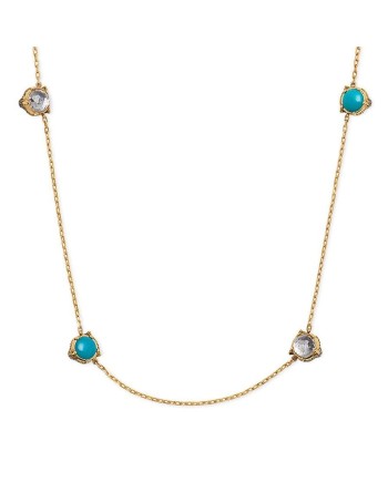 Collier Sautoir Gucci Le Marché des Merveilles en or jaune avec turquoise, cristal de roche et diamants