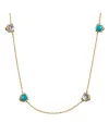 Collana Sautoir Gucci Le Marché des Merveilles in Oro Giallo con Turchese, Cristallo di Rocca e Diamanti