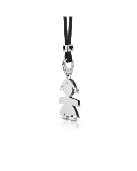 Le Bebé gioielli ciondolo Femminuccia in oro bianco con cordino LBB 004