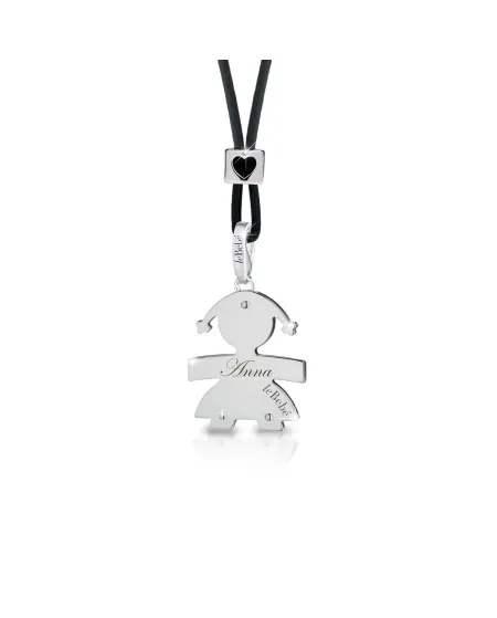 Le Bebé gioielli ciondolo Femminuccia in oro bianco con cordino LBB 004