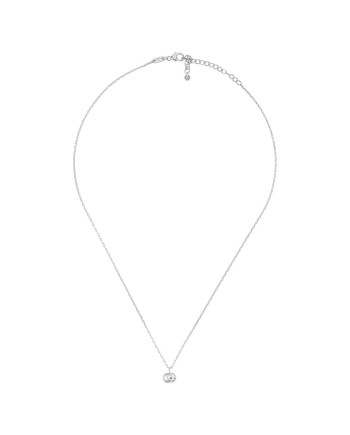 Gucci GG Running Necklace in White Gold with Diamond and Double G Pendant