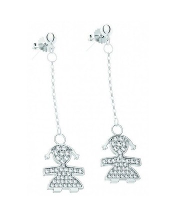 Le Bebé White Gold and Diamond Pavé Pendant Earrings with Baby Girl