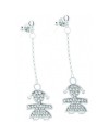 Le Bebé White Gold and Diamond Pavé Pendant Earrings with Baby Girl