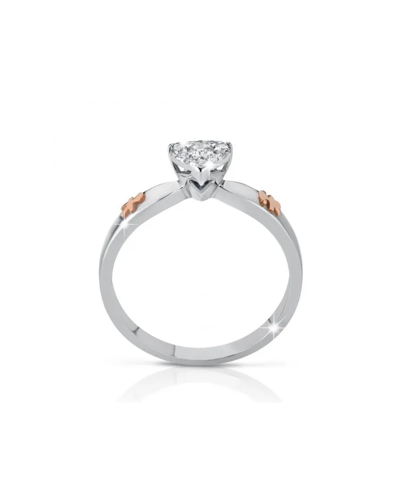 Anello Le Bebé gli Amori in Oro Bianco e Diamanti con Femminuccia e Maschietto in Oro Rosa