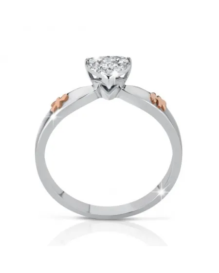 Anello Le Bebé gli Amori in Oro Bianco e Diamanti con Femminuccia e Maschietto in Oro Rosa