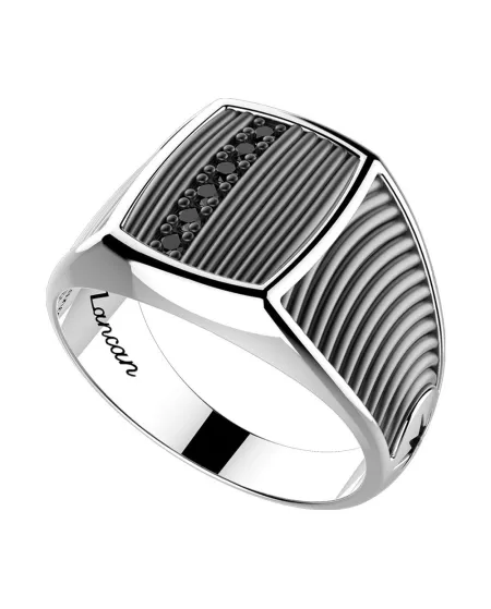Anello da Uomo Zancan Cosmopolitan in Argento con Spinelli Neri