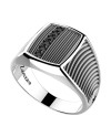 Anello da Uomo Zancan Cosmopolitan in Argento con Spinelli Neri