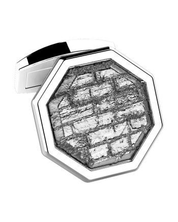 Zancan Cosmopolitan Cufflinks in Silver with Black and Polished Rhodium Plating