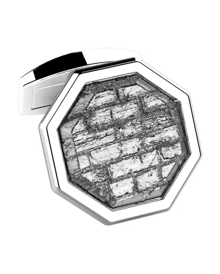 Zancan Cosmopolitan Cufflinks in Silver with Black and Polished Rhodium Plating