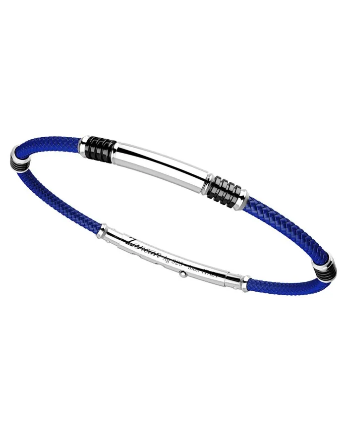 Zancan Robikevlar Men's Bracelet in Silver with Blue Cord