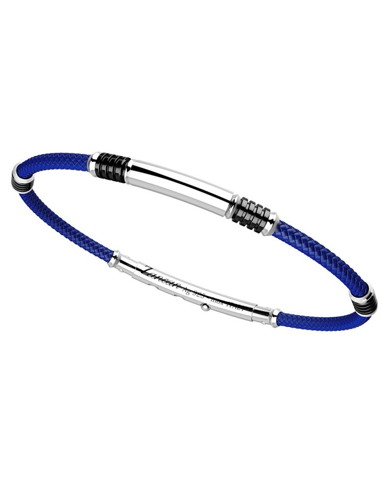 Zancan Robikevlar Men's Bracelet in Silver with Blue Cord